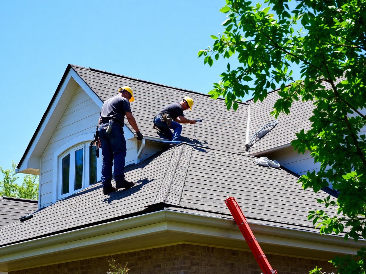 Safe Haven roofing crew installing shingles